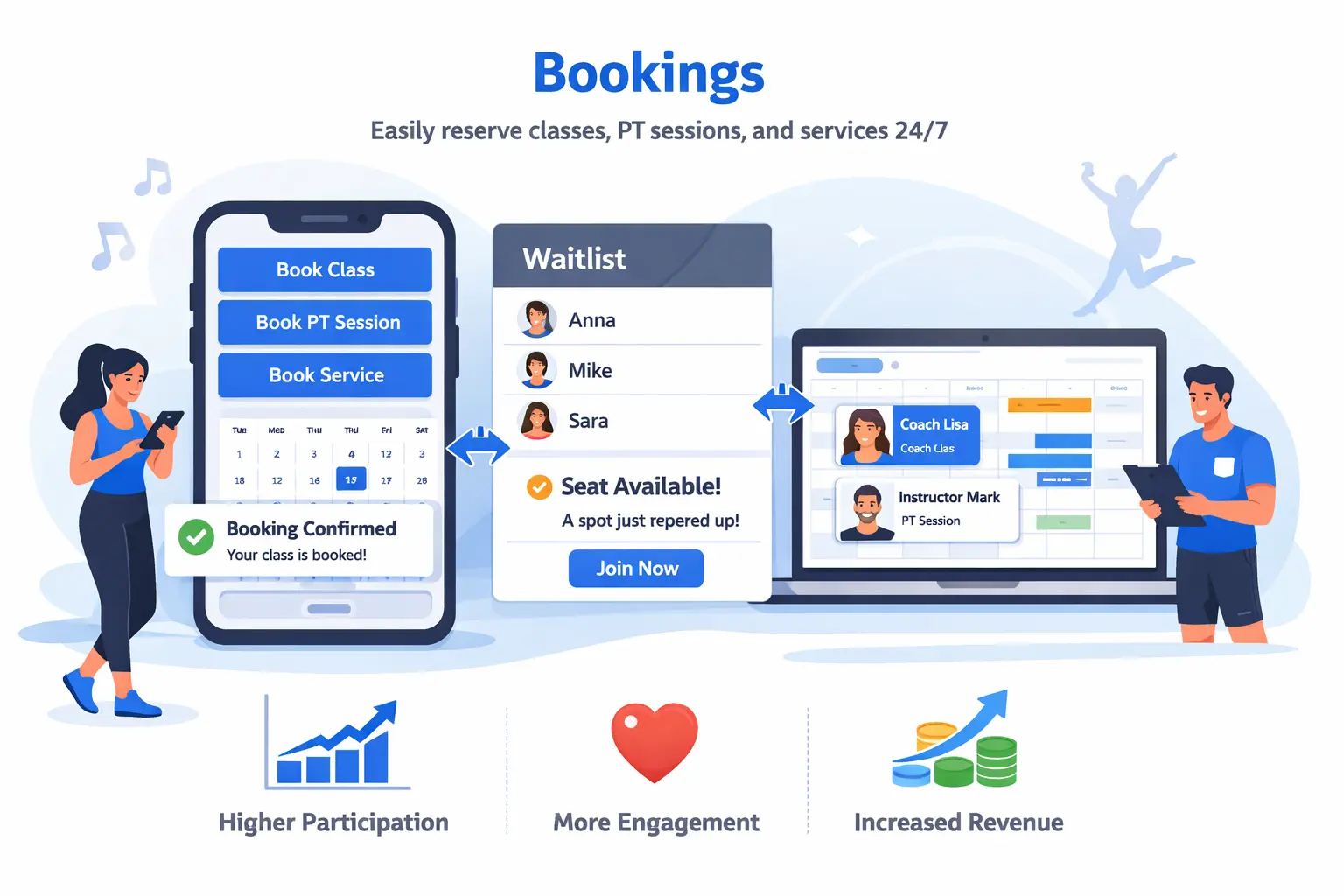 Class and appointment booking calendar