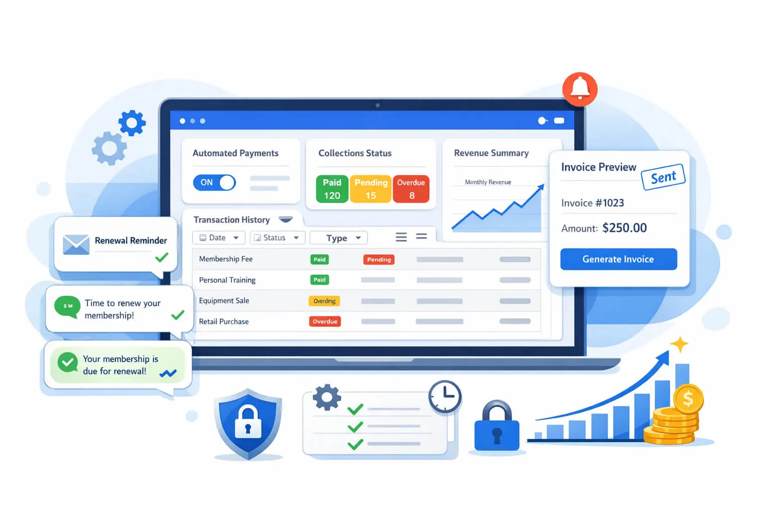 Billing and payment tracking screen